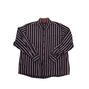 Claudio Campone 90’s Navy and Tan Striped Men's Shirt